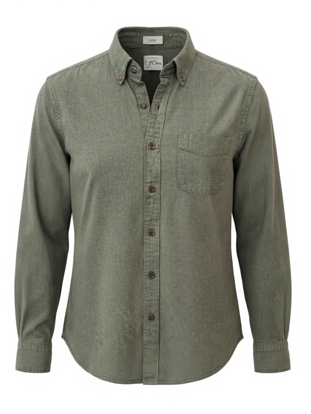 J. Crew 100% Cotton Olive Brushed Twill Button-Down Casual Shirt - Slim Small